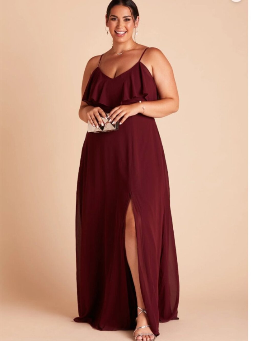 Birdy Grey Jane Dress Chiffon Maxi Dress in Cabernet Size 2X Draped Sleeves NWT